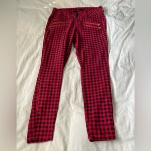 Torrid size 12 regular black and red check skinny jeans.